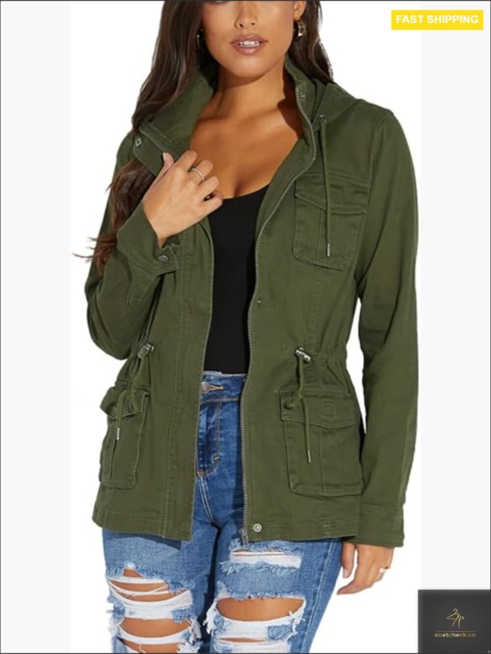 Oversized Camo Shacket Jacket Long Sleeve Zipper Utility Military Fashion